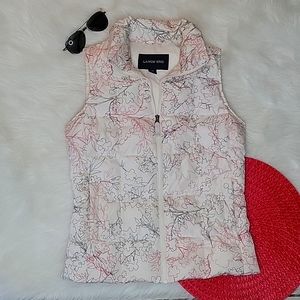 Lands’ End Pelican Floral Print Down Puffer Vest Size XS